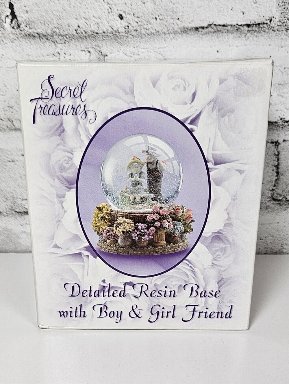 Secret Treasures Musical Snow Globe Boy & Girl Friend Resin Base NIB
